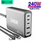 Зарядное устройство WOTOBE 240 Вт GaN 2 Pro, адаптер питания, 5 портов PD100W PPS 65 Вт 45 Вт QC5 для MacBook iPad iPhone Samsung XIAOMI ноутбука