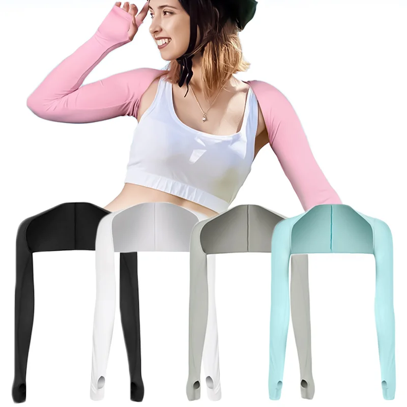 

Ultra-thin Shawl Arm Sleeves Ice Silk Long Gloves Breathable Sun Protection Anti UV Ice Hand Cover Warmer Outdoor Sports Unisex
