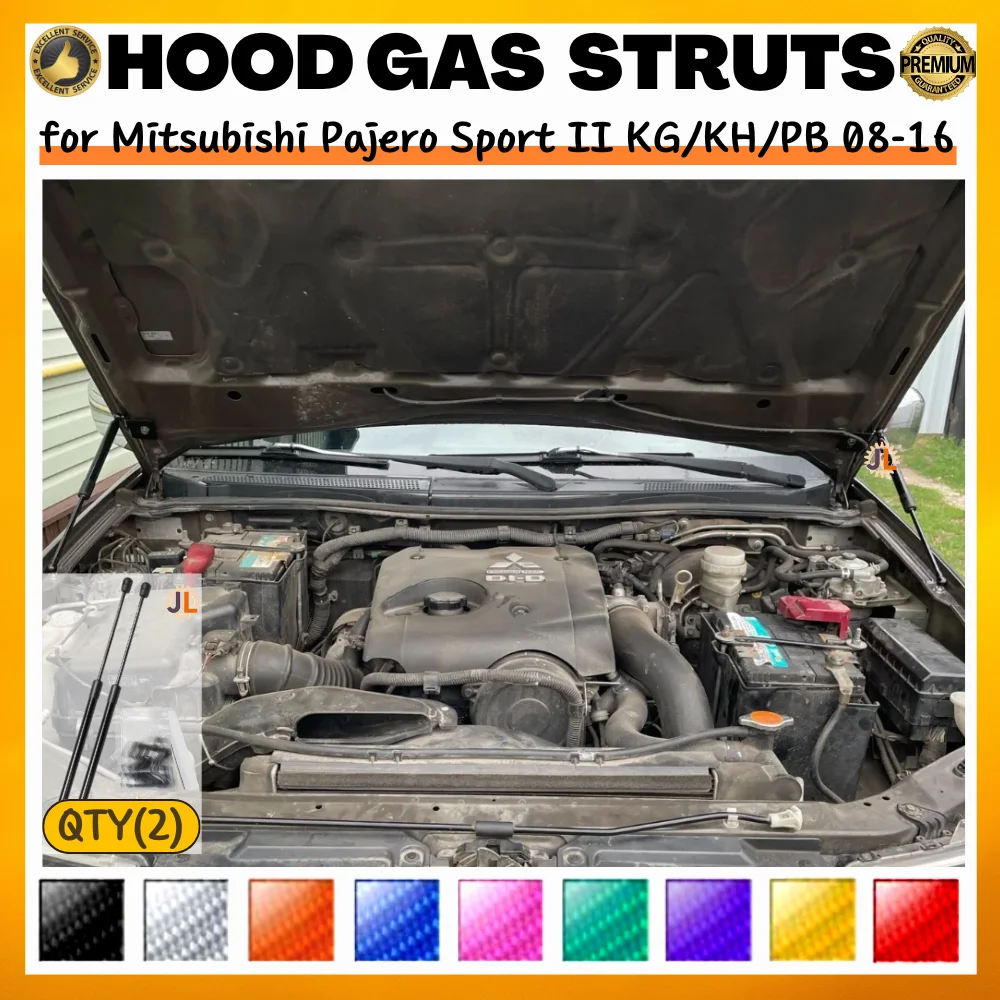 Фото Qty(2) Стойки капота для Mitsubishi Pajero/Montero Sport II KG/KH/PB 2008-2016, передняя газовая пружина капота, поддержка подъема амортизатора №1