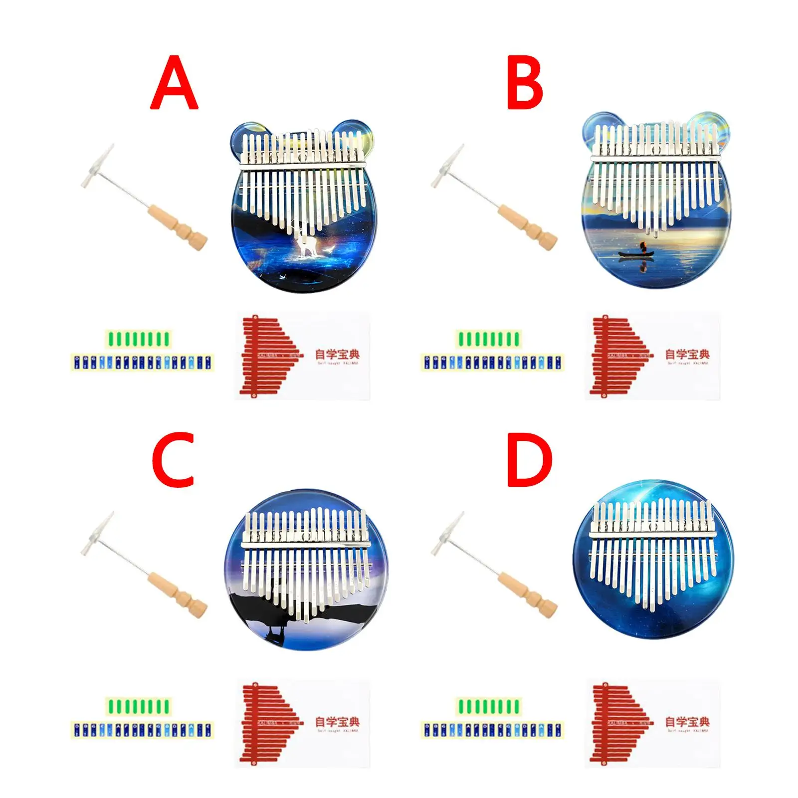 

Kalimba 17 клавиш акриловый кристалл большой палец пианино учебный буклет для начинающих детей