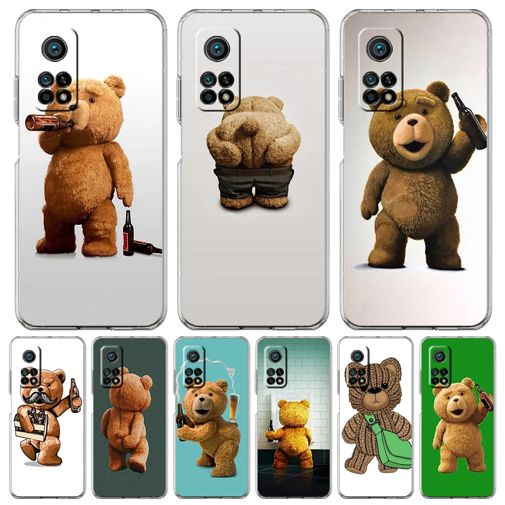 

Funny Tedy Bear Transparent Phone Case For Xiaomi Mi Poco X3 X4 NFC F3 M3 M4 12 11 Ultra 11T 11X Pro Lite 5G Soft Shell Capa Bag