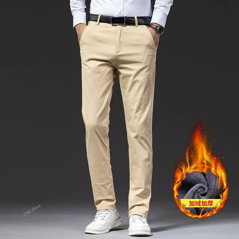 

DIMI Velvet Black Gray Blue Casual Trousers Plus Size 38 Clothing Winter Fleece Warm Thick Pants Men Business Fashion Stretch