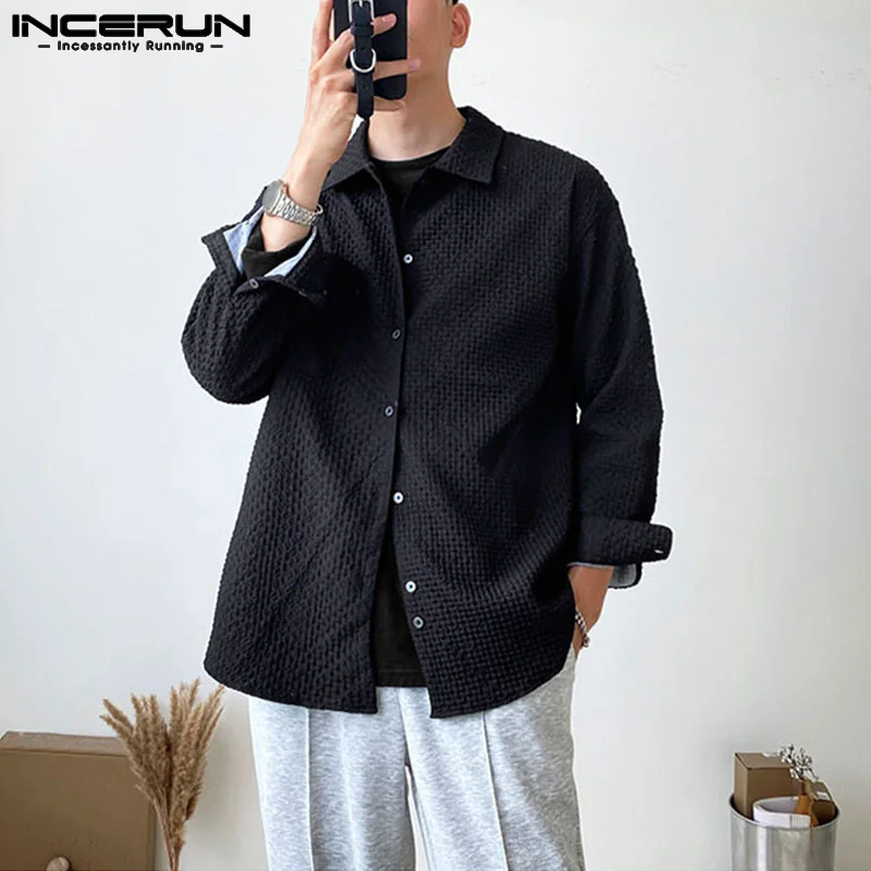 

INCERUN 2023 Fashion Men T Shirt Patchwork O-neck Long Sleeve Irregular T-shirts Oversize Streetwear Korean Casual Men Clothing