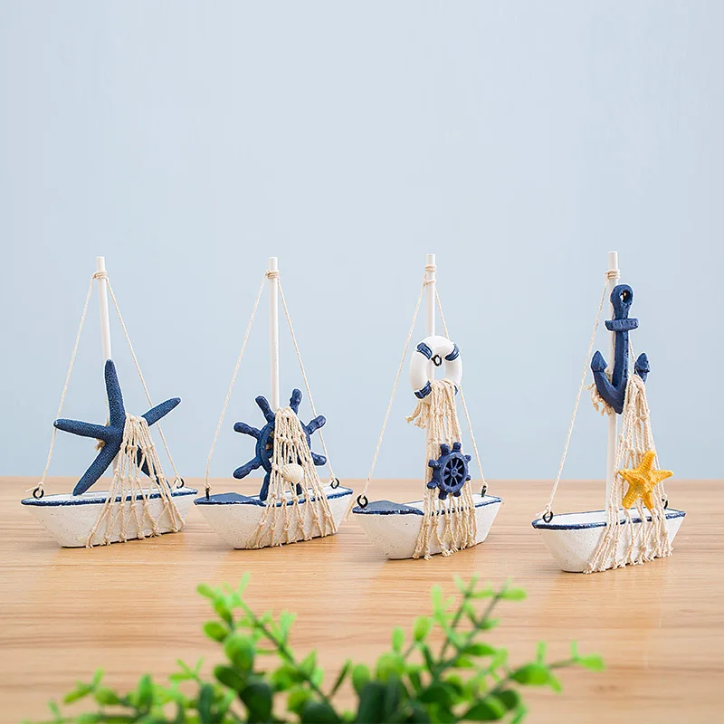 

Small Sailboat Wooden Crafts Ornaments Mediterranean Small Sailboat Home Decoration Children's Toys Window living room decor