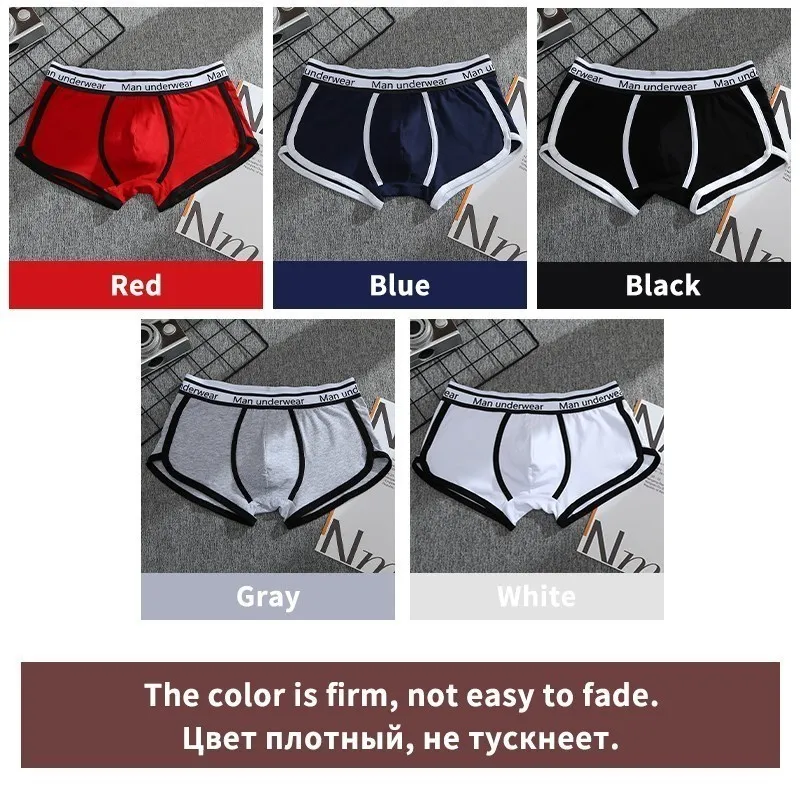 Men Underwear Boxers Cotton Man Panties Breathable Solid Boxershorts Male Mid Waist Underpants Trend Man Shorts Homme