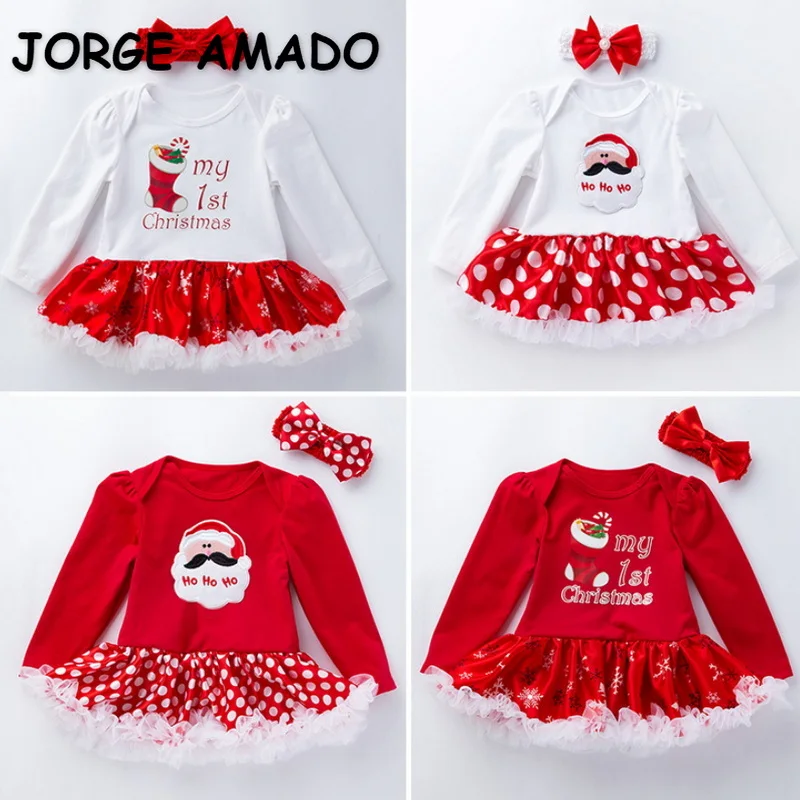 

New Autumn Bodysuit for Baby Girl Long Sleeves Red White Black Dot Round Collar Bodysuit+Headwear Jumpsuit Newborn Clothes E009