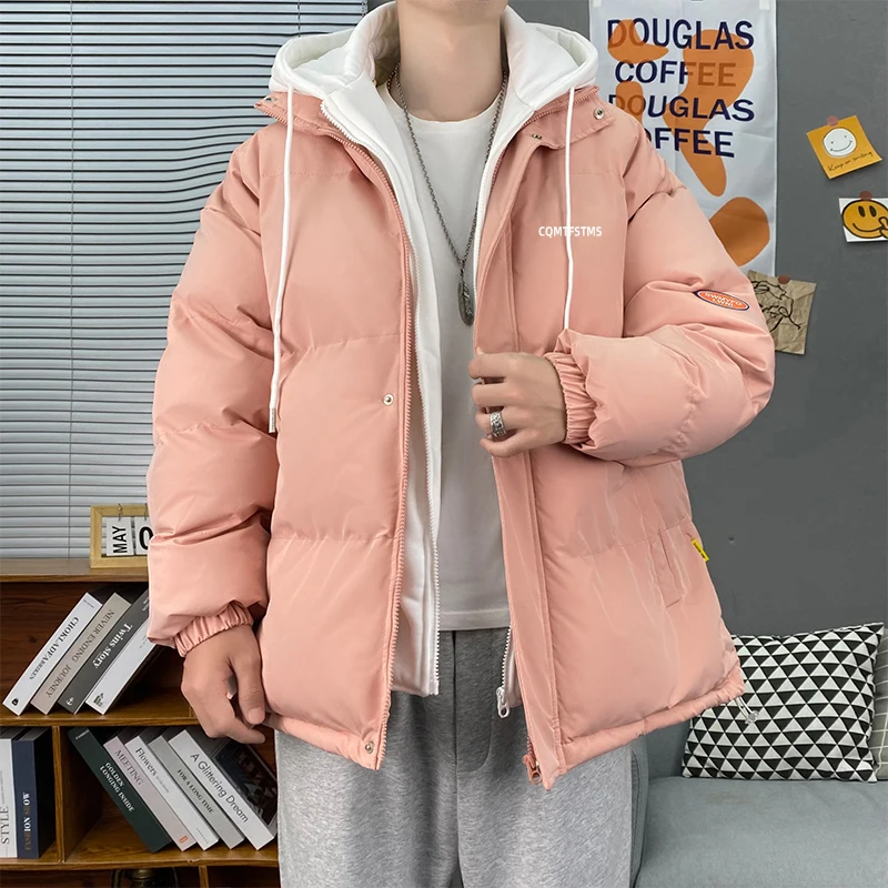 

New Winter Korean Style Men Cotton-padded Coat Thick Hooded Jacket Male Couple's High-necked Overcoat Men's Clothing S-4XL MT08