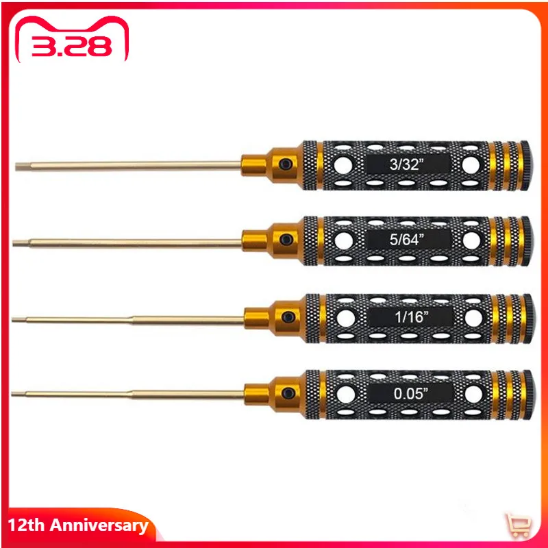 4Pcs RJXHOBBY Hex Screwdriver Tools Kit 0.05" 1/16" 5/64" 3/32" for RC Drone Models Repairing