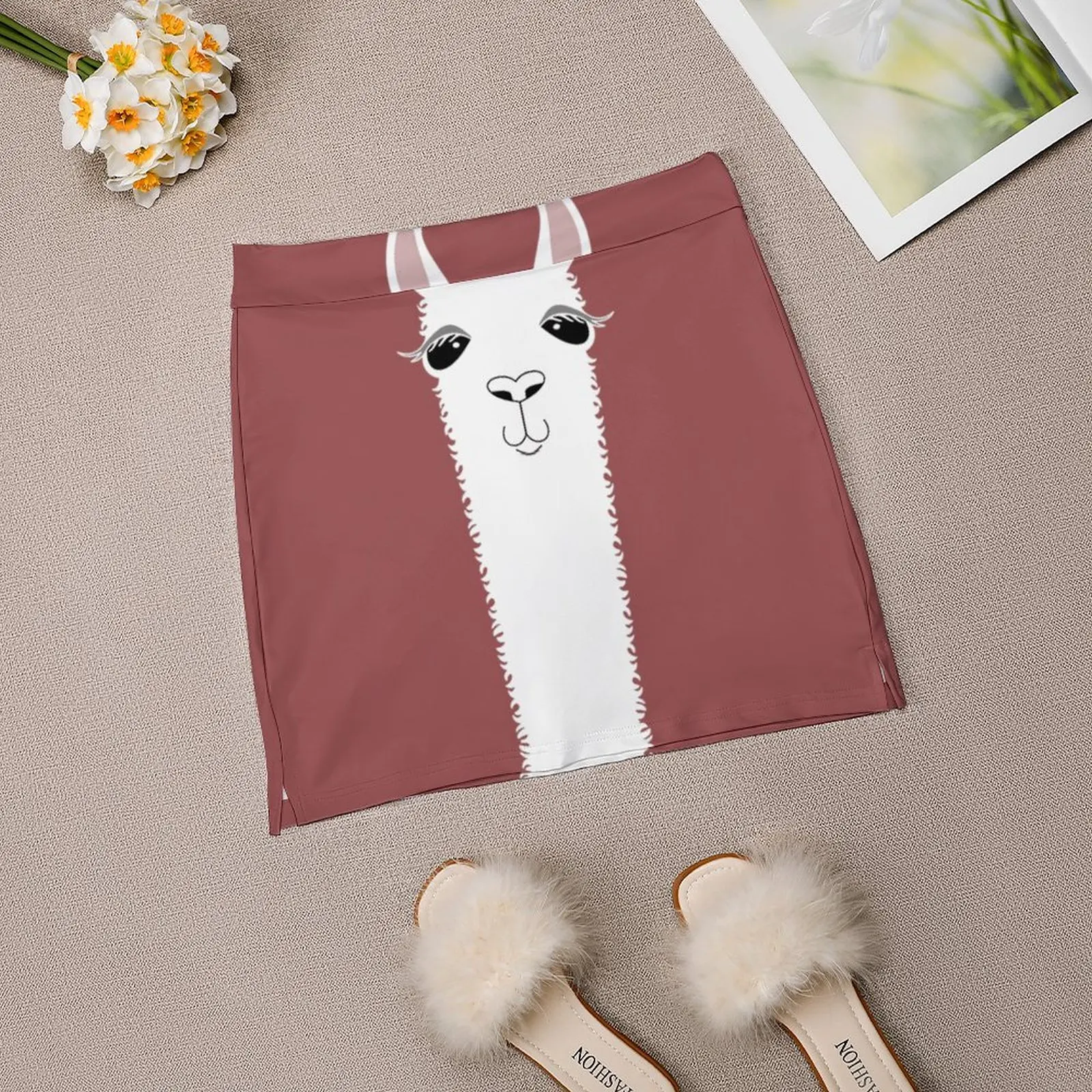 Женская юбка с портретом ламы Марсала спортивная юбка-юбка карманом модная в