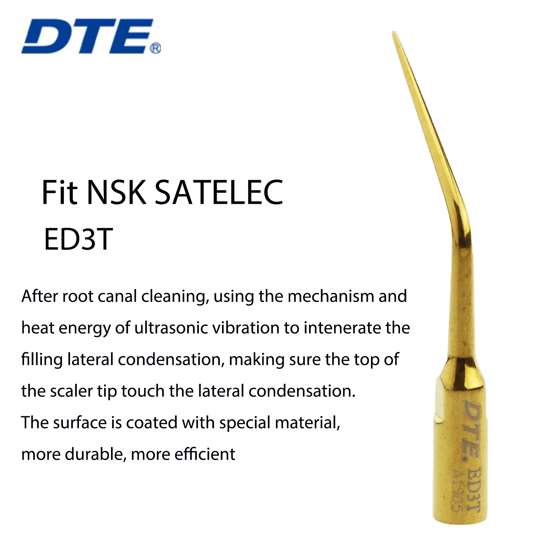 DTE Dental Ultrasonic Scaler Tip ED3T Root Canal Periodontics Endodontics Periodontal Supplies Tools Compatible With NSK SATELEC