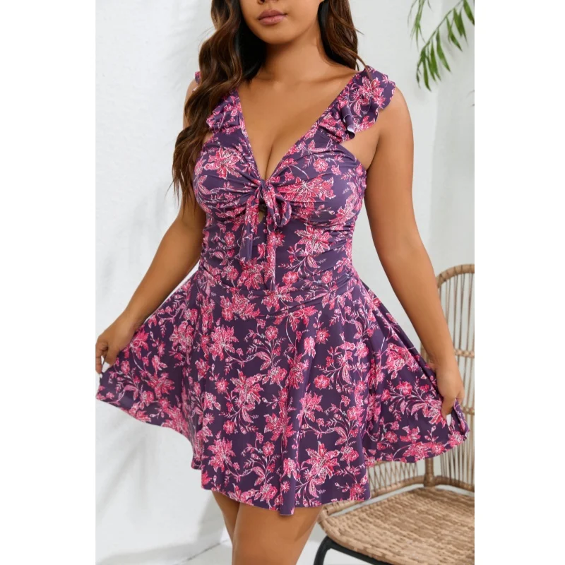 Женский слитный купальник с V-образным вырезом размеры до 4XL