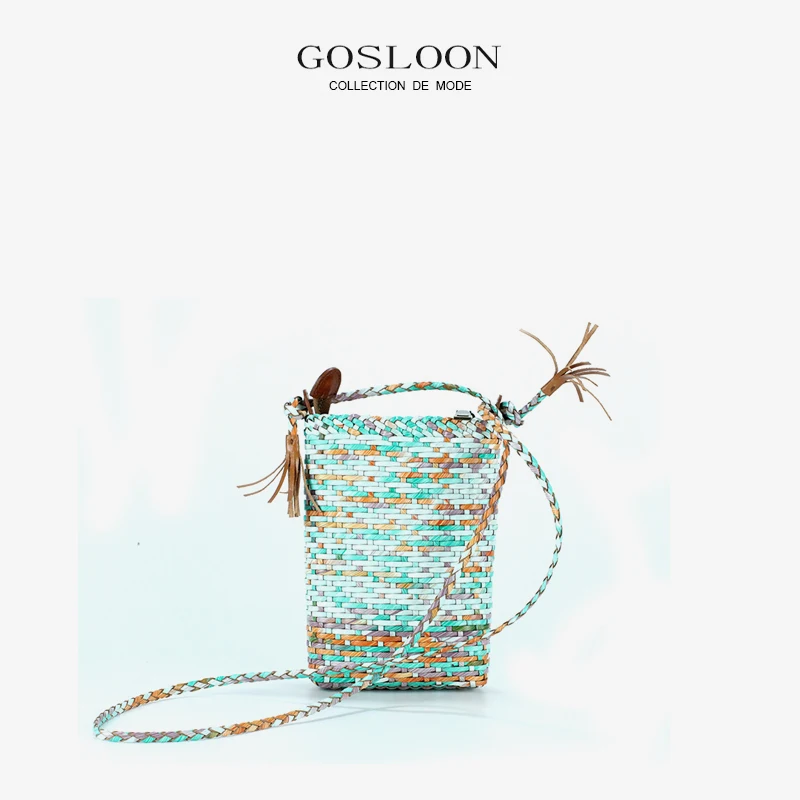 

GOSLOON Ladies New Cowhide Handwoven Casual Mobile Phone Bag Crossbody Shoulder Bag Handbag Underarm Bag Designer Luxury Brand