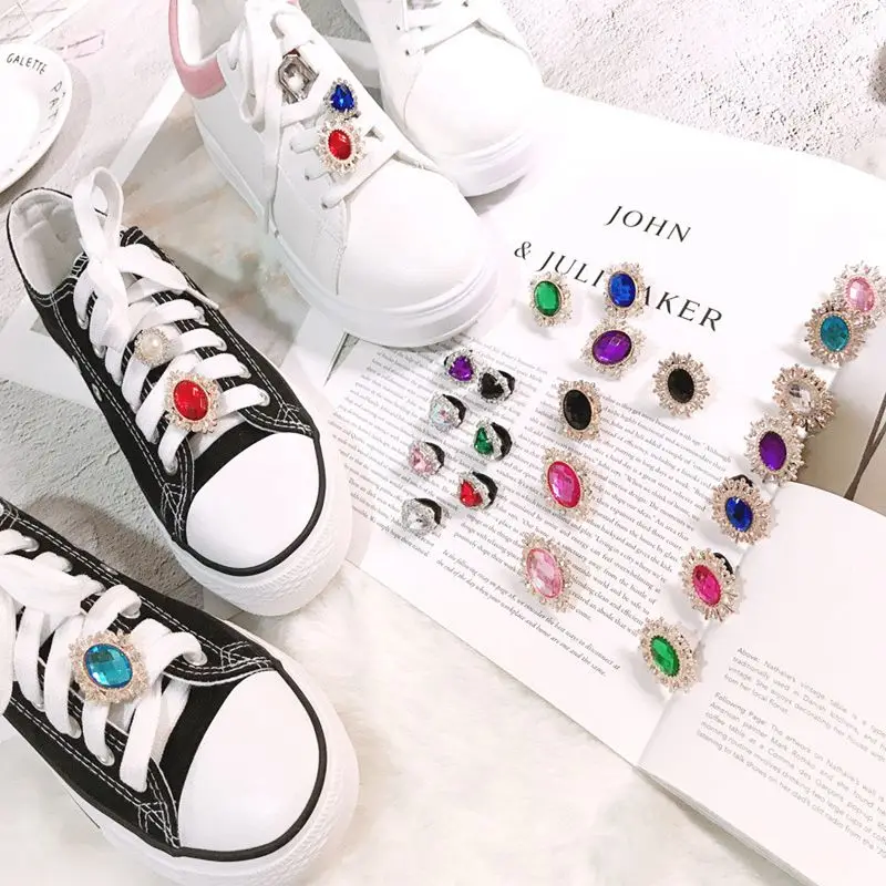 

Блестящие стразы для обуви, 1 шт., декоративные шнурки, аксессуары для обуви, жемчужные блестящие стразы, для детей, женщин, самодельные Украшения для обуви