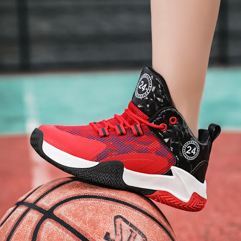 Summer Breathable Boy Basketball Sneakers Comfortable Anti-Shock Kids Basketball Shoes Rubber Anti-slip Children's Sports Shoes