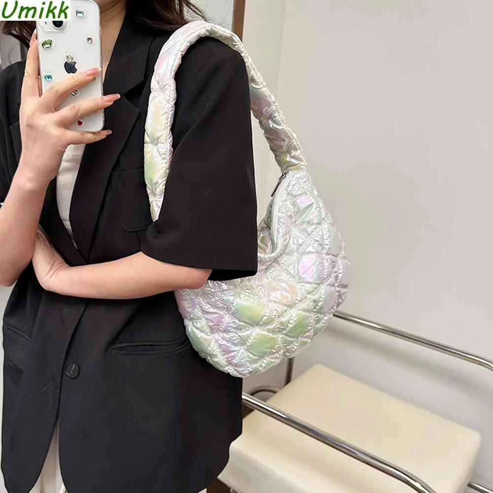 

Women Underarm Bags Embroidery Thread Quilted Shoulder Bag Ladies Colorful Autumn Winter Tote Bags Commute Female Armpit Bag
