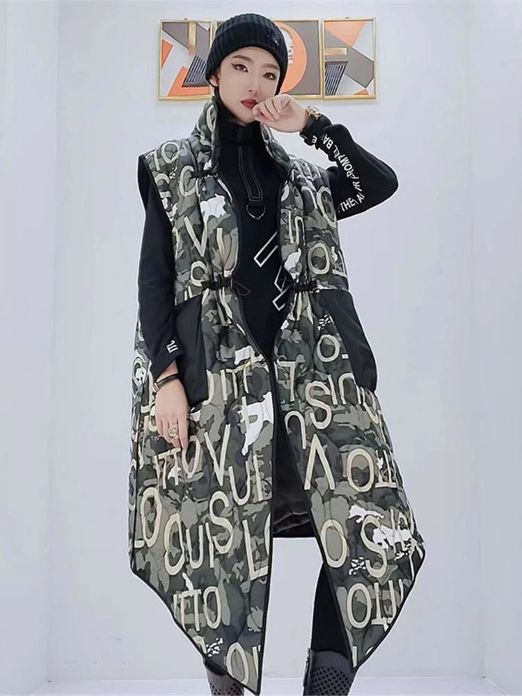 Женский жилет с принтом XITAO модный Осенний без рукавов карманом и надписью Goddess Fan