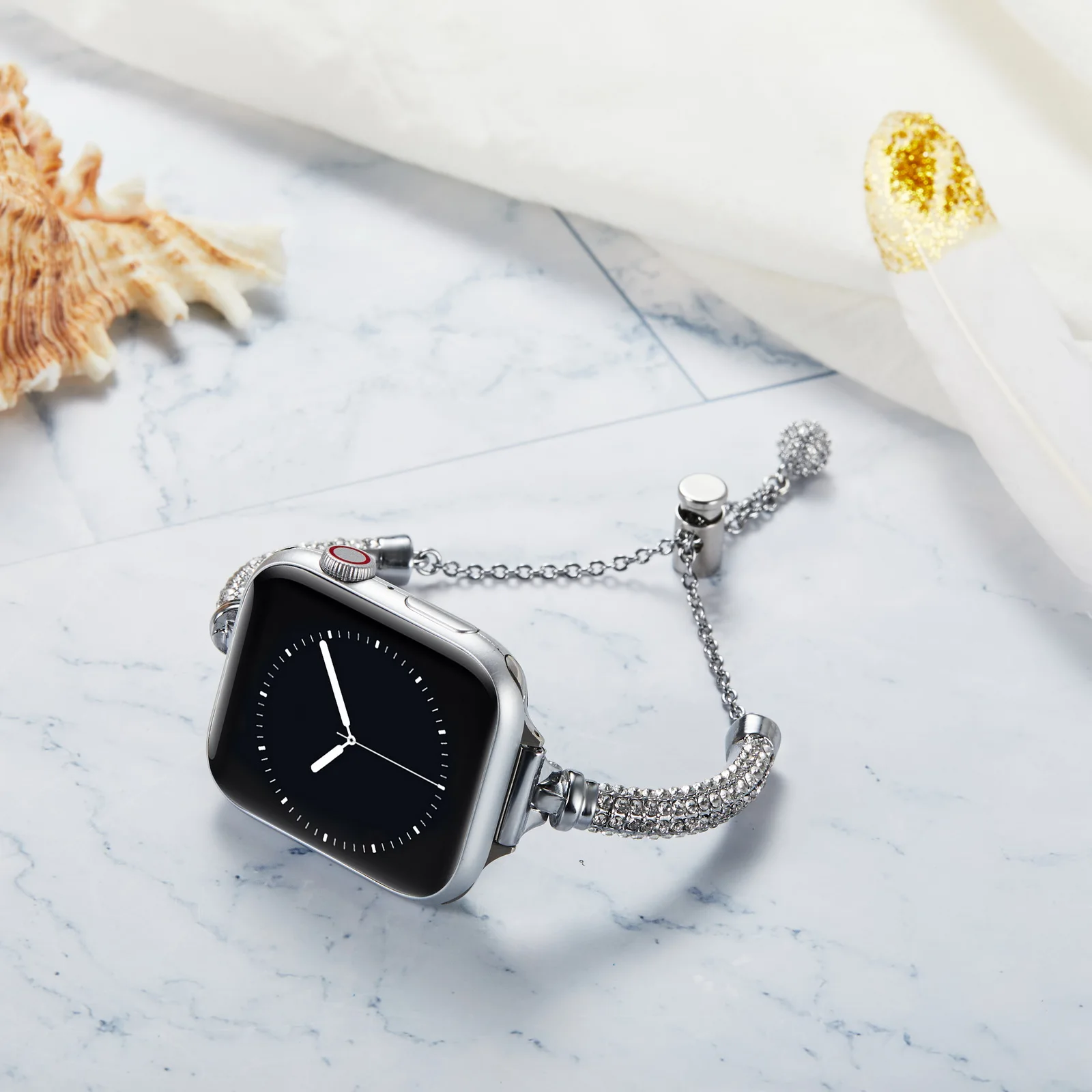 Diamond Metal Strap for Apple Watch Band 40mm 45mm 41mm 44mm 42mm 38mm Metal belt for Iwatch Series 8 SE 7 6 5 4 Women wrist