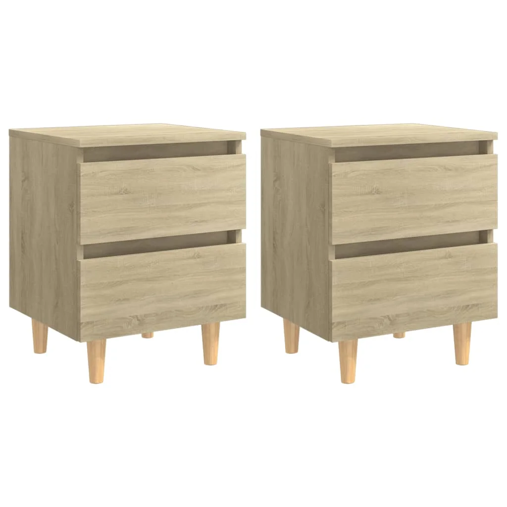 

2 pcs Bedside Cabinet with Pinewood Legs, Chipboard Nightstands, Side Table, Bedrooms Furniture Sonoma Oak 40x35x50 cm
