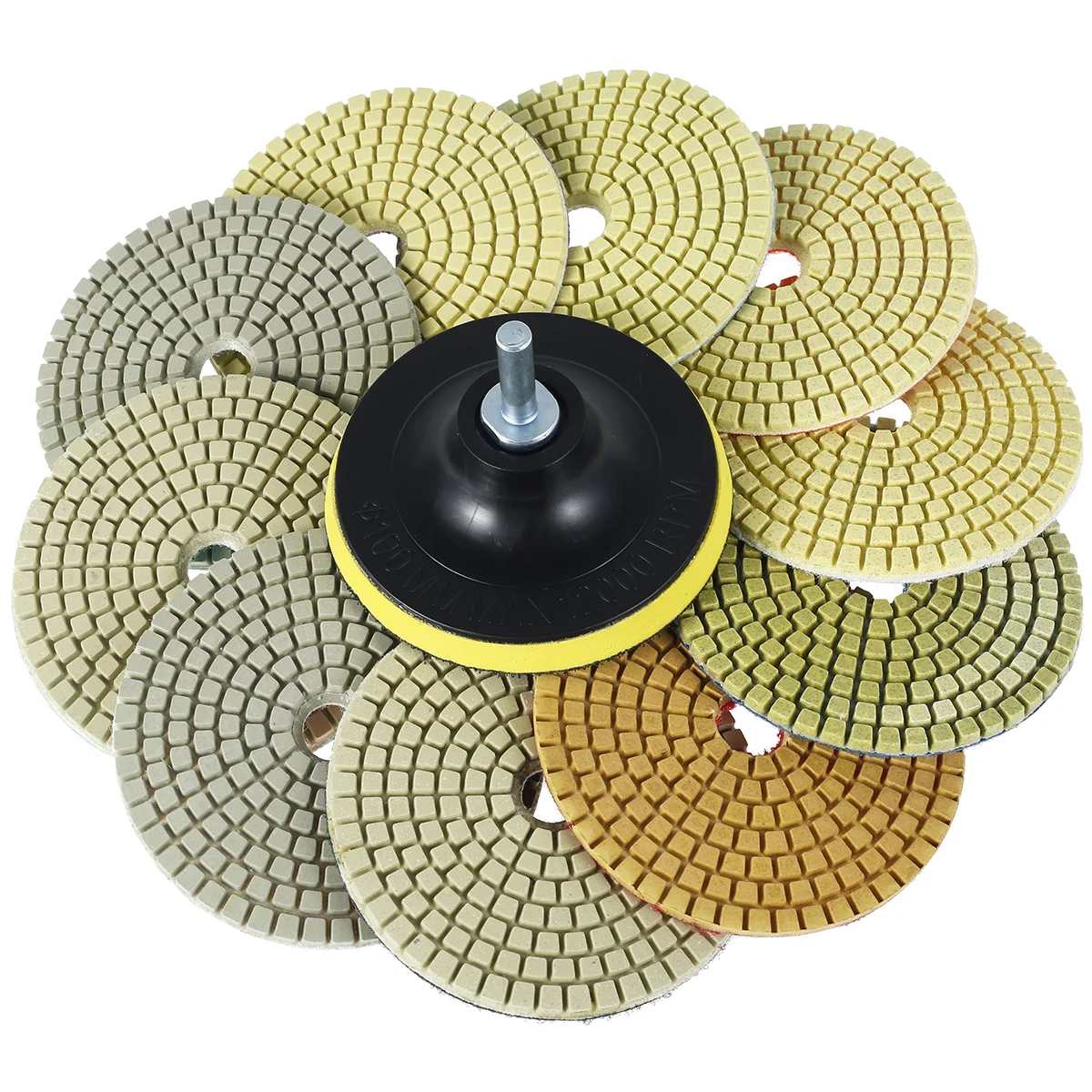 

12Pcs Diamond Polishing Pads 4 Inch 50-8000 Grit Polishing Pad Sharp Type Flexible Diamond Buffing Pads For Granite Marble Stone
