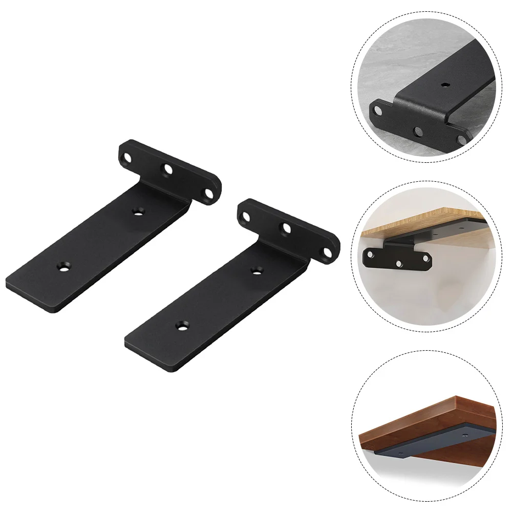 

2 Pcs Shelf Bracket Metal Brackets Black Wall Shelves Floating Hanging Supports