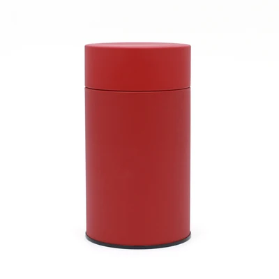 Dia84x153mm Round Mat black and Mat Red Tea Tin Box Storage Metal Pot 18pcs/lot