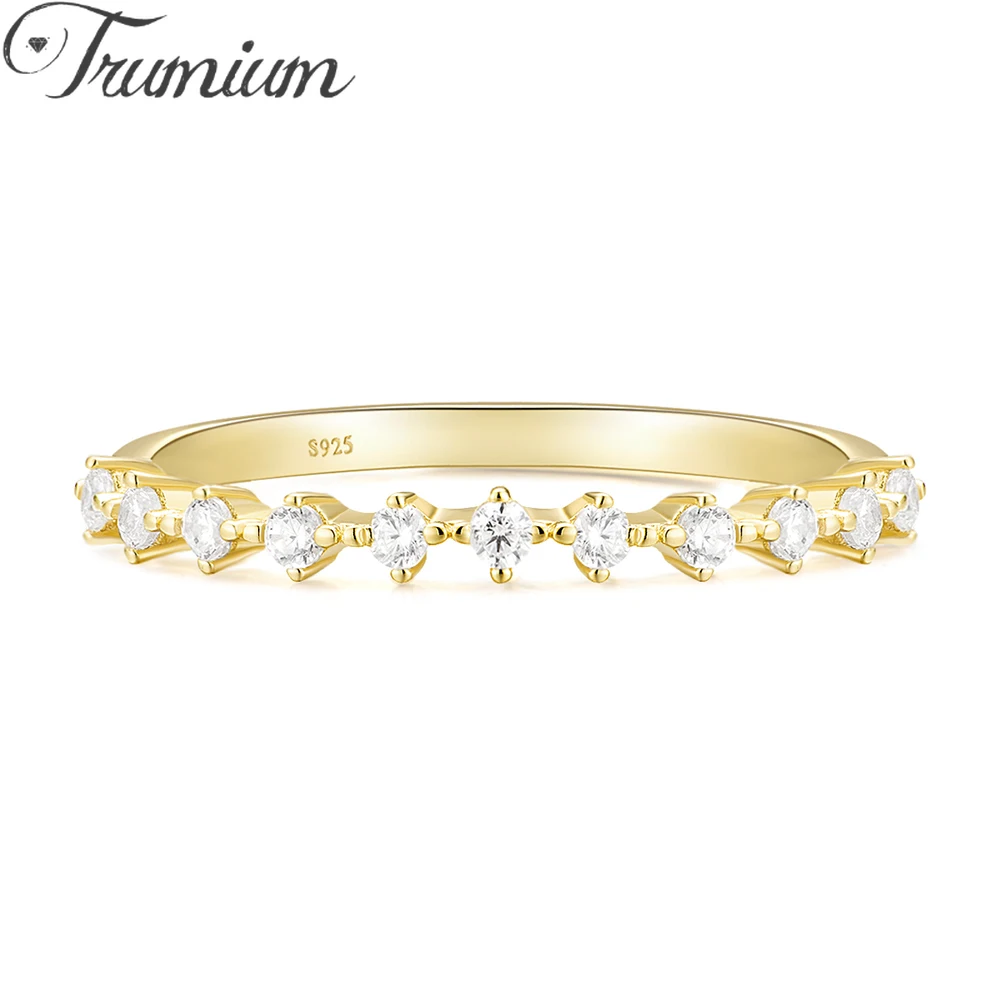 

Trumium Ring 100% 925 Sterling Silver Sparkling High Carbon Row Diamond Finger Rings For Women Top Quality Party Fine Jewelry