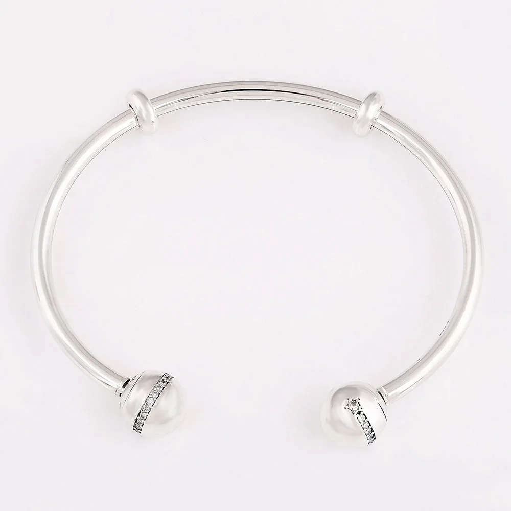 Шапочки с блестящим логотипом паве моментов из стерлингового серебра 925 пробы