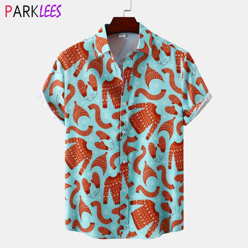 

Funny Christmas Print Mens Hawaiian Shirts Casual Button Down Short Sleeev Aloha Shirt Summer Tropical Beach Shirts Chemise 3XL