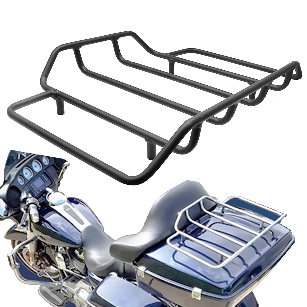 Black Luggage Top Rack Tour Pak Pack Fit For Harley Touring Electra Street Road Glide