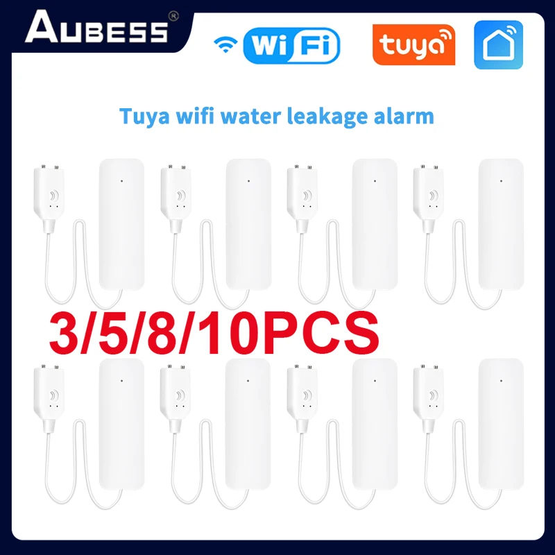 

Tuya WiFi Smart Water Leak Sensor Water Overflow Level Detector Security Sound Alarm System Flood Leakage Sensor Remote Monitor