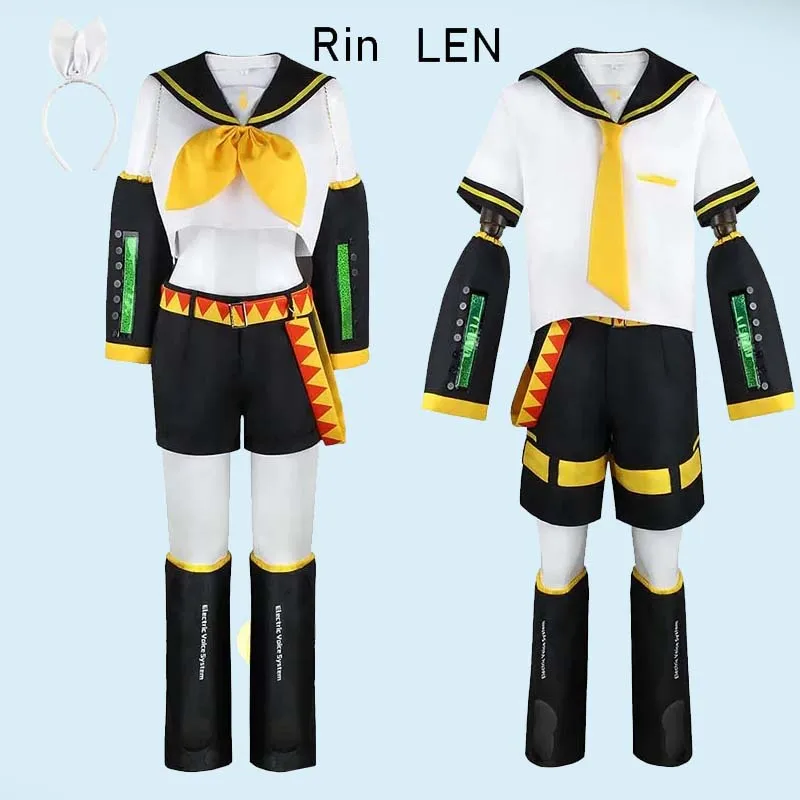 Аниме косплей Рин Len костюм Rin Косплей Kagamine JK униформа для Хэллоуина комикс Con