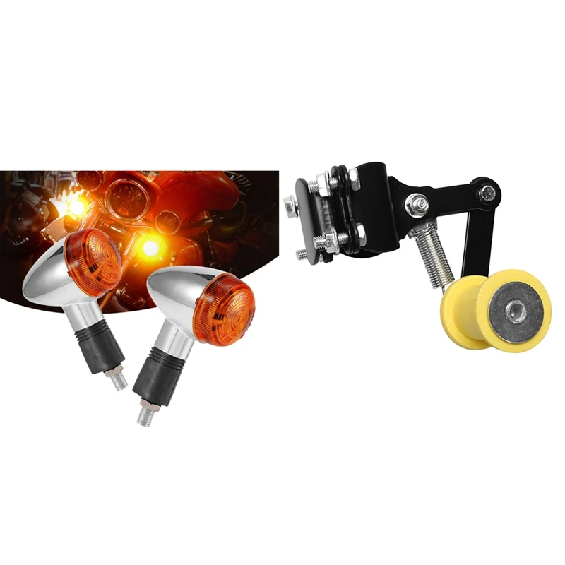 

Сигналы поворота для мотоцикла, передние и задние фары (2 шт.) с Натяжителем цепи мотоцикла, регулирующие болты в ролике