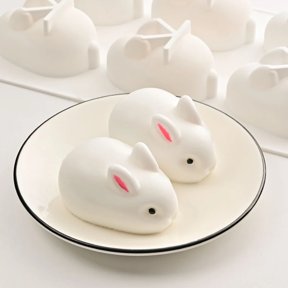 

3D Easter Rabbit Baking Tools for Cakes Mold Shape Silicone 6-cavity Mousse Dessert Baking Bunny Chocolate Pastry DIY Cake Mould