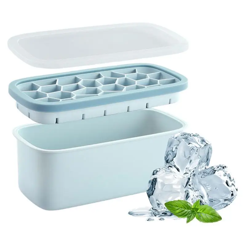 

Cavity Ice Cube Tray Creative Hive-Shape Ice Box Reusable Silicone Cooler Ice Mold With Lid Fruit Juice Freezer Box Summer