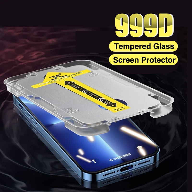999D Роскошная защита экрана с полным покрытием для iPhone 14 13 12 11 Pro Max X XS XR, закаленное стекло с крышкой для выравнивания