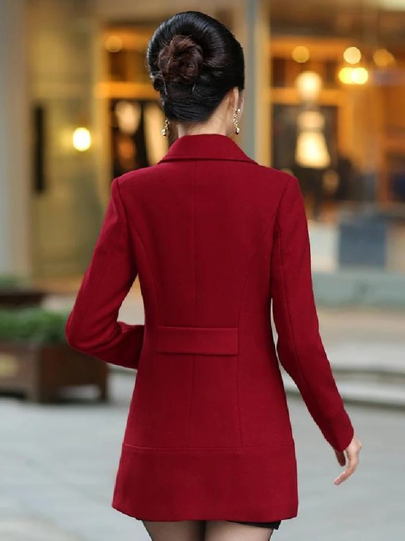 Middle-Aged and Elderly Women clothes Autumn Winter Clothing Woolen Jacket plus Size Plus size Long sleeve Top Mother Mid...