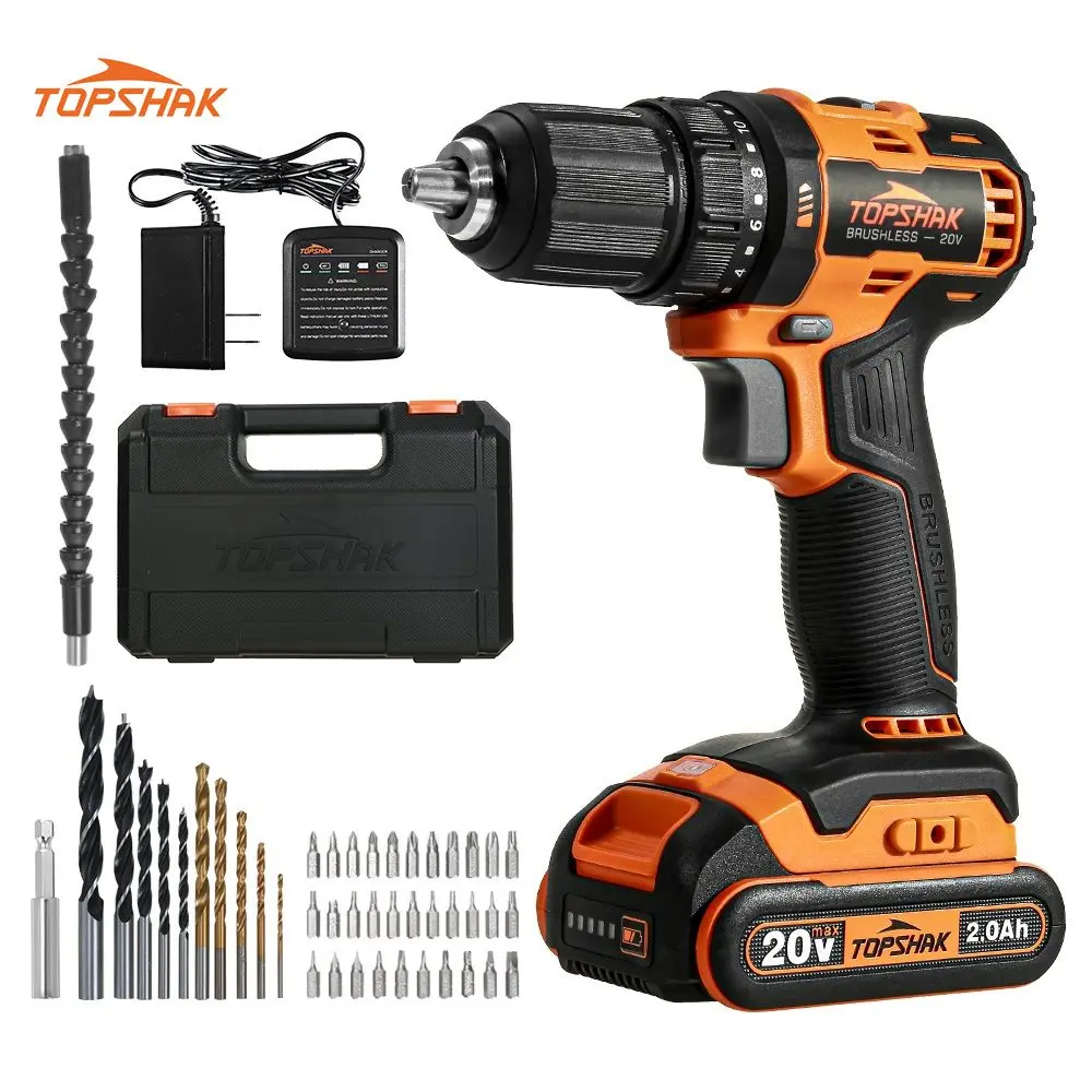 13mm Brushless Electric Drill 20+1 Torque Cordless Impact Drill Screwdriver Power Tools With 20V 1pc Battery+Accessories