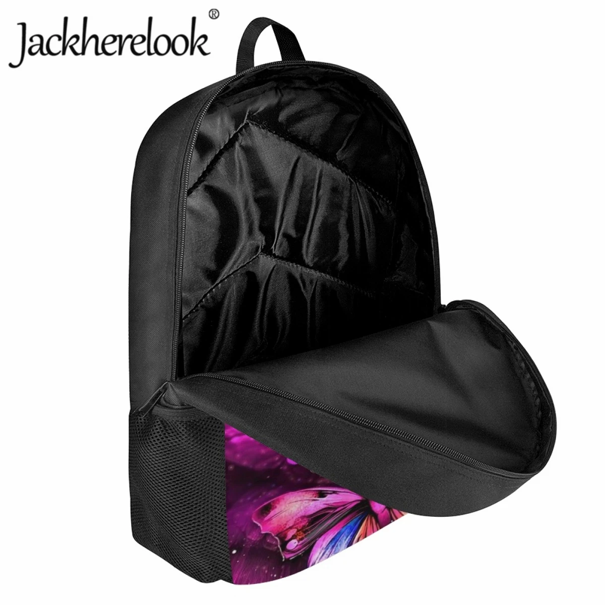 Jackherelook Fashion Backpack Fluorescent Butterfly Pattern School Girl Bookbags Casual Children's School Bags Party Mochilas