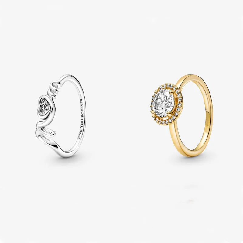 

Сверкающее круглое кольцо в форме сердца с ореолом, подарок на день матери 2022, Серебряное Ювелирное кольцо для женщин, ювелирные изделия