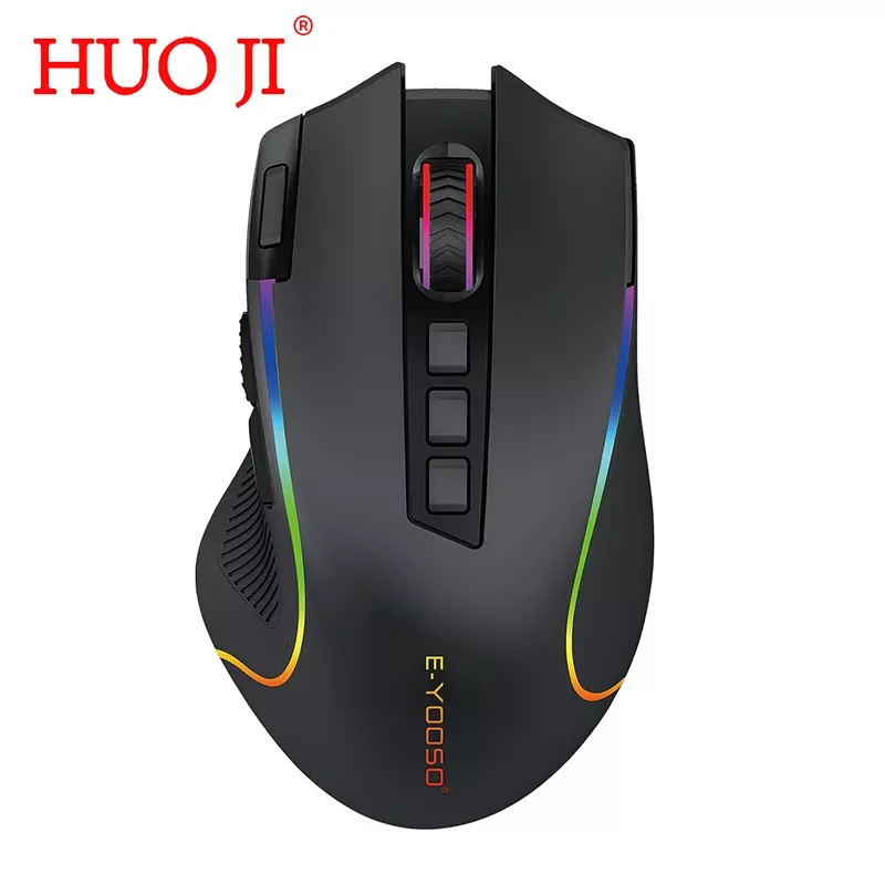 

HUO JI E-Yooso X-11 Wireless Gaming Mouse RGB Backlit MMO 9 Programmable Button Mouse with Macro Recording for pc Computer Gamer