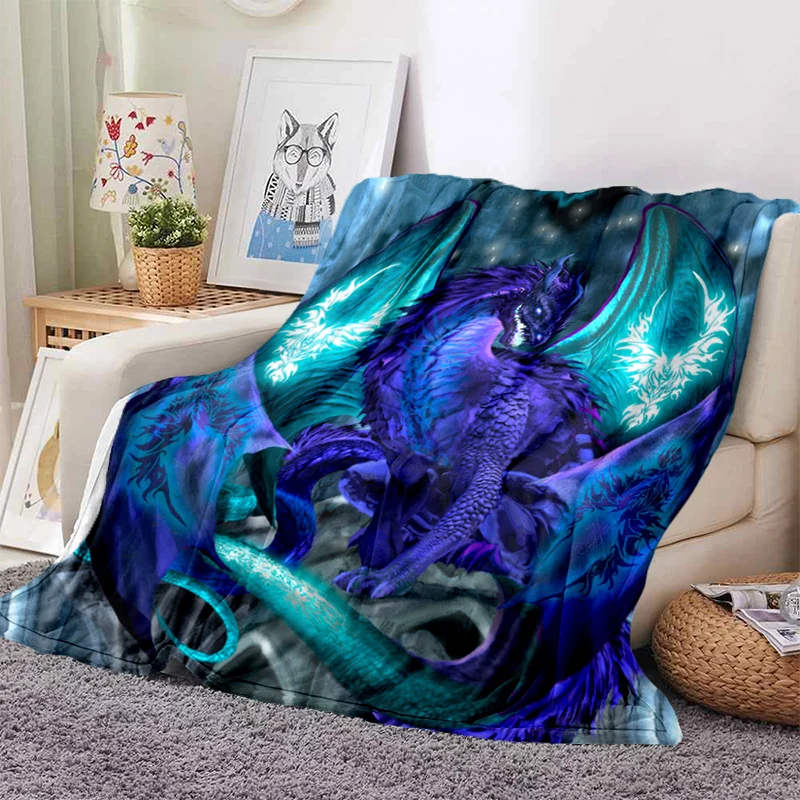 

3D print Dragon Blanket Flannel Blanket Soft Fleece Throw Blankets Blanket for Bedroom Sofa