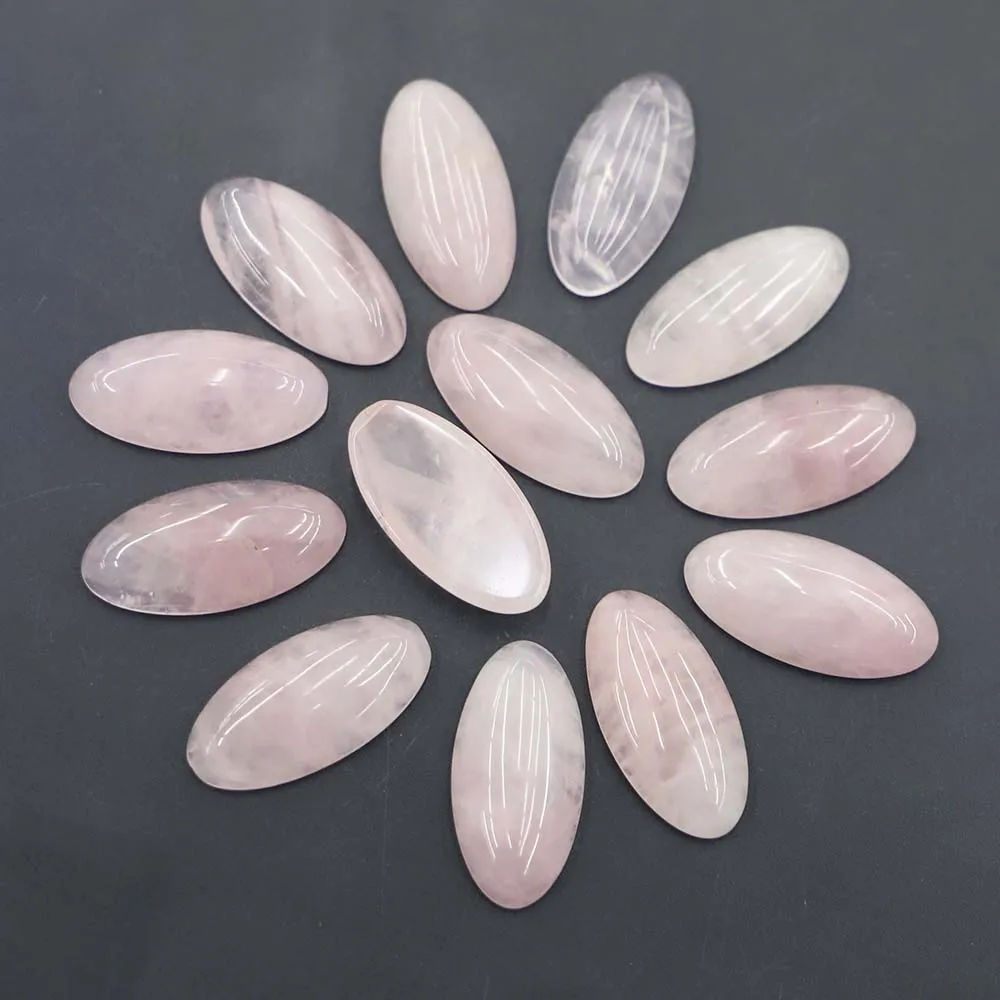 Reiki Natural British Pink Rose Jewel Crystal Oval Ring Surface Patch Beads Decorative Jewelry Accessories Wholesale 20Pieces