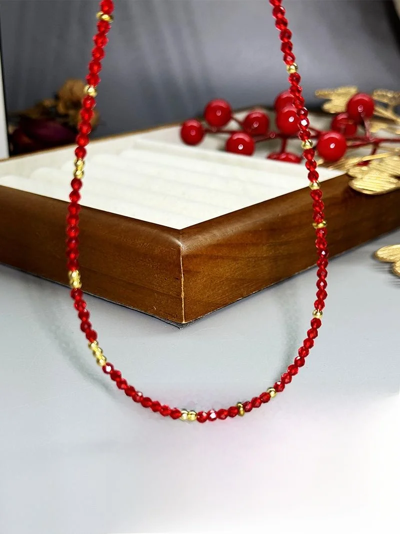 Не выцветающий цветок и молодой Jinchen Same Sle красная шпинель ожерелье из бисера