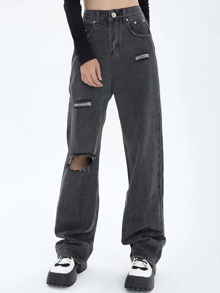 

Womens Loose Fit Jeans 2022 Ripped Wide Leg For Women High Waist Casual Denim Trousers Summer Baggy Jean Pants