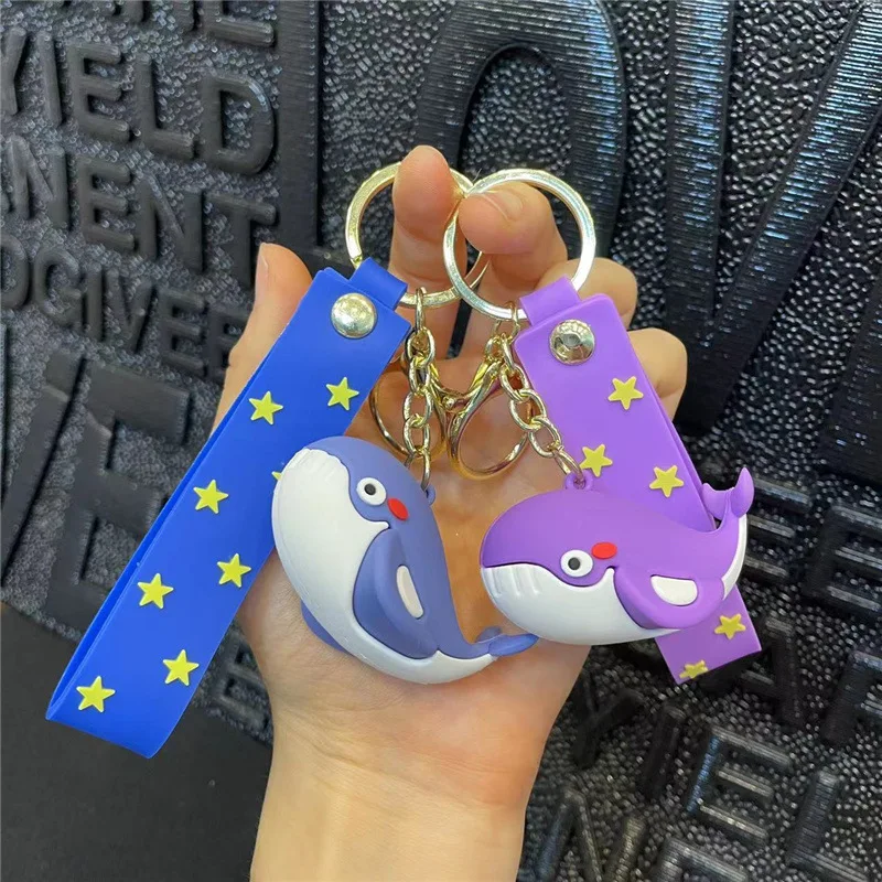 

New Cartoon Whale Keychain Cute Sea Creature Doll Keyring Man Car Keychains Women Bag Pendant Lovers Key Chain