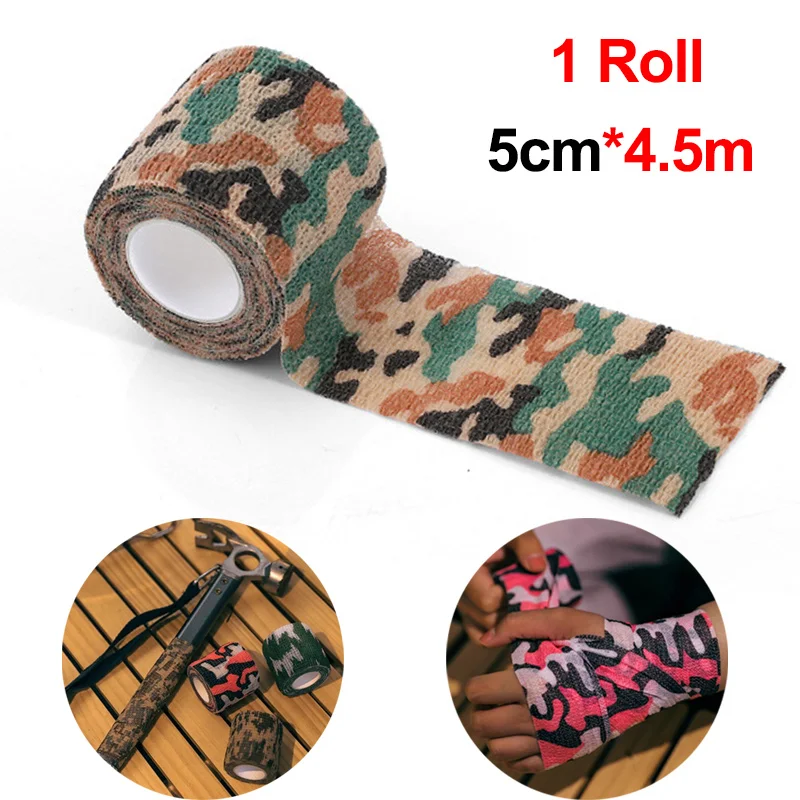 

1Pc 4.5m Elastic Wrap Tape Disposable Outdoor Hunting Camouflage Stealth Tape Waterproof Durable Self Adhesive Elastic Bandage