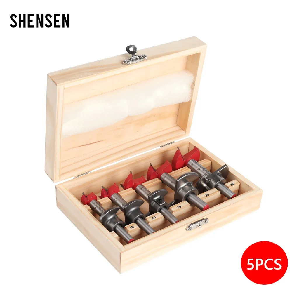 

5PCS 15/20/25/30/35mm Woodworking Drill Bits Hinge Hole Saw Opener Adjustable Positioning Forstner Carbide Tip Cutter Tool