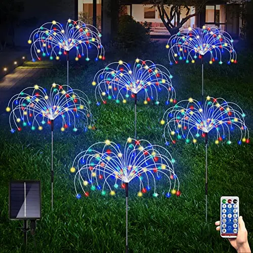 Outdoor Solar Lights 6Pack LED Garden Lights Firework Solar Lamps Decorative Fireworks Lamps for Pathway Backyard Walkway Patio