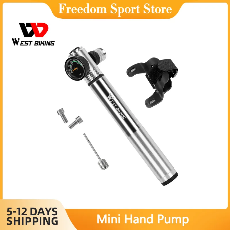 

WEST BIKING Air Pumps Bicycle High Pressure 300 Psi Bike Pump With Pressure Gauge Mini Bicycle Pump Portable Mini Tire Inflator