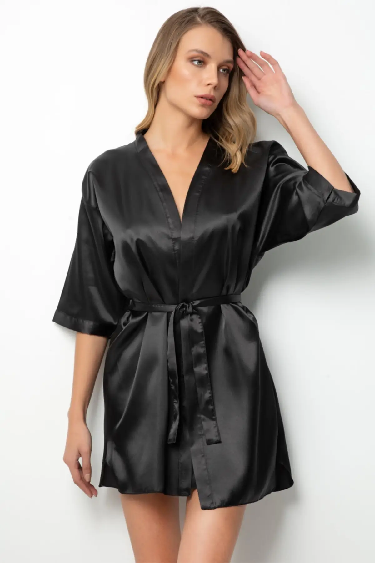 

Dressing Gown Belted Satin Fashion Robe Female Bathrobe Sexy Peignoir Kimono Bride Dressing Gown Gown Gown Gown Gown Gown